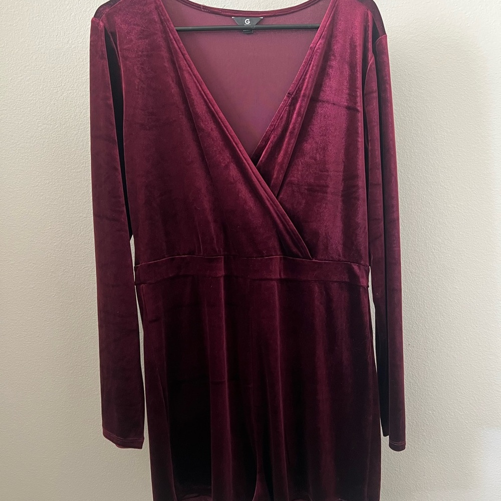 G by Guess Red Long Sleeve Wrap Dress